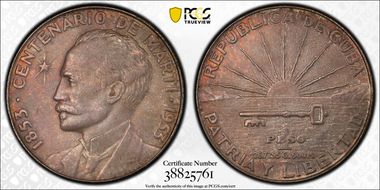 1953 Peso Jose Marti KM-29  Ag MS62