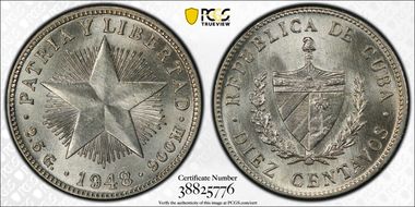 1948 10C KM-A12  Ag MS65