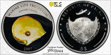 2007 $5 KM-138 Pinctada Maxima PR68DCAM
