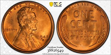 1942-S 1C MS67RD