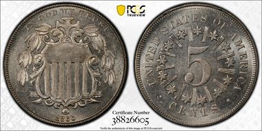 1866 5C Rays MS64