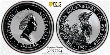 1997 $1 Kookaburra Ag MS69