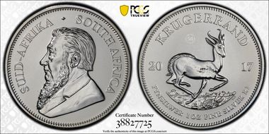2017 1 Rand 50th Anniv. Krugerrand Ag SP70