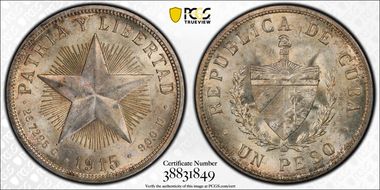 1915 Peso High Relief KM-15.1 MS64