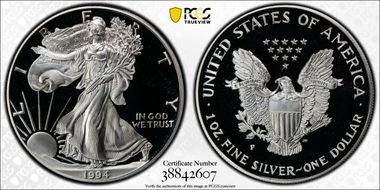 1994-P $1 Silver Eagle PR69DCAM