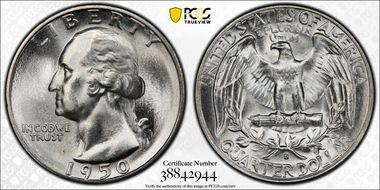 1950-S/D 25C MS66+