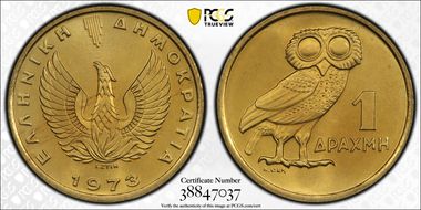 1973 Drachma Owl MS68