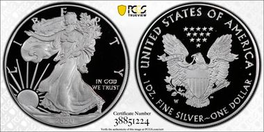 2020-W  $1 Silver Eagle First Strike PR69DCAM