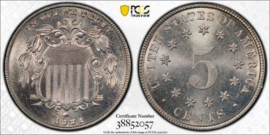 1883/2 5C Overdate FS-303 MS64+