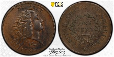 1793 1C Wreath, S-11c XF40BN