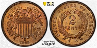 1865 2C MS66+ RD