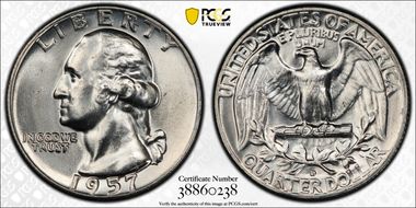 1957-D 25C Misplaced MM FS-501 MS64