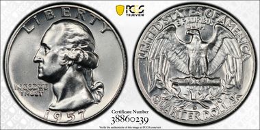 1957-D 25C Misplaced MM FS-501 MS64