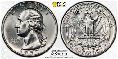 1957-D 25C Misplaced MM FS-501 MS63