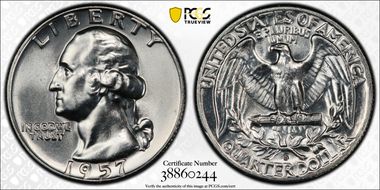 1957-D 25C Misplaced MM FS-501 MS63