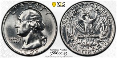 1957-D 25C Misplaced MM FS-501 MS64