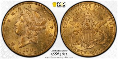 1902 $20 AU58