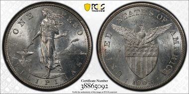 1908-S Peso KM-172  Ag MS62