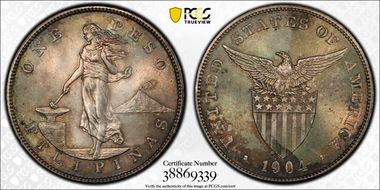 1904 Peso KM-168  Ag MS63