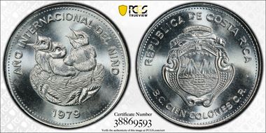 1979 100 Col Year of the Child KM-206  Ag MS67