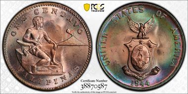 1944-S 1C KM-179 MS64RB