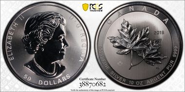 2019 $50 Magnificent Maple Leaf 10oz Silver MS68