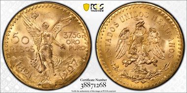 1927 50 Peso KM-481  Au MS65