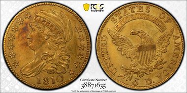 1810 $5 Large Date, Large 5 AU58