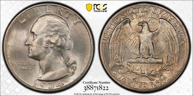 1934 25C Heavy Motto MS66