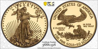 2018-W $50 Gold Eagle PR69DCAM