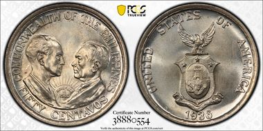 1936-M 50C Commonwealth KM-176 MS65