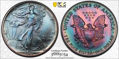 1992 $1 Silver Eagle MS67