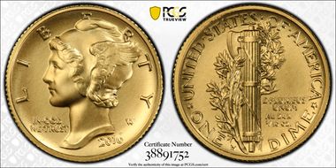 2016-W 10C 100th Anniversary Gold SP69