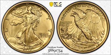 2016-W 50C 100th Anniversary Gold SP69