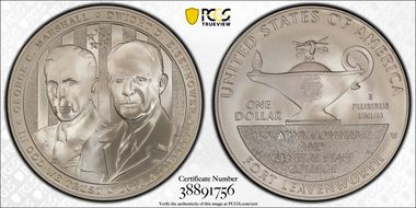 2013-W $1 5 Star Generals Marshall, Eisenhower MS70