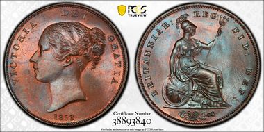 1858 1D S-3948 MS65+ BN