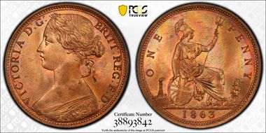 1863 1D S-3954 MS65RB