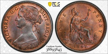 1867 1D S-3954 MS65+ BN