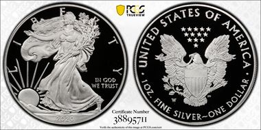 2020-W  $1 Silver Eagle First Day of Issue FUN Show PR70DCAM