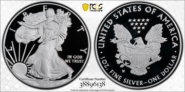 2020-W  $1 Silver Eagle First Strike FUN Show PR70DCAM