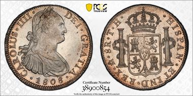 1808-Mo TH 8 R Calico-988 Charles IIII MS61