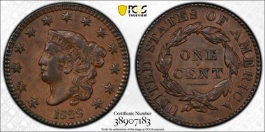 1829 1C Medium Letters AU58BN