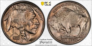 1938-D 5C Overmintmark FS-515 MS67+