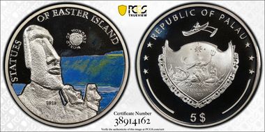 2010 $5 Statues of Easter Island PR68DCAM
