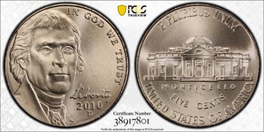 2010-D 5C Satin Finish SP67FS