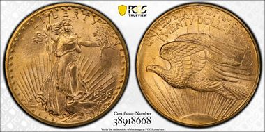 1908-D $20 No Motto MS64