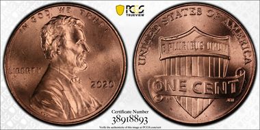 2020 1C Shield Early Find MS66RD