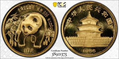 1986 10 Yn Panda Gold PAN-33A MS69