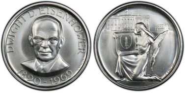 1969 SC50C Dwight Eisenhower Ag Heraldic Art Medal MS67