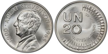 1965 SC50C Adlai Stevenson Ag Heraldic Art Medal MS69